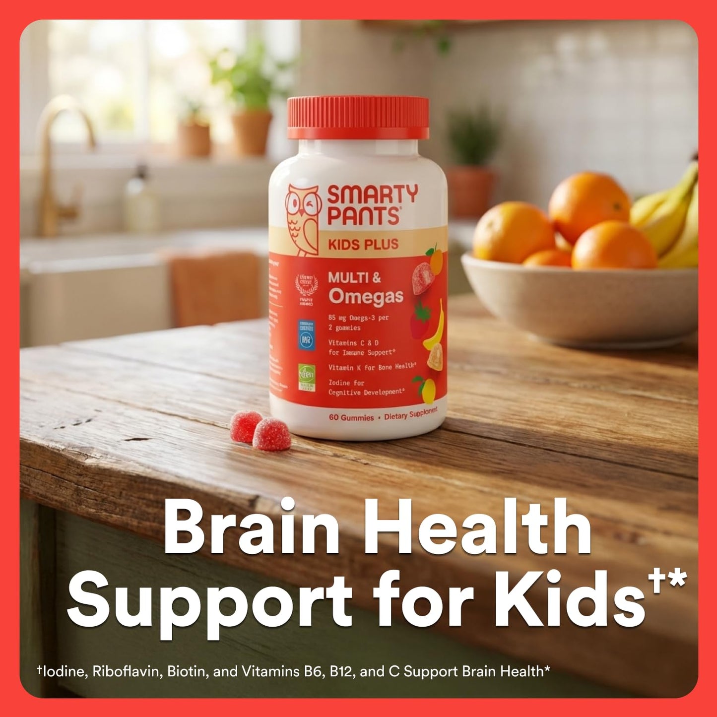 SmartyPants Kids Multivitamin Gummies with Omega 3 DHA/EPA, Vitamins D3, C, B12, B6, A, K, and Zinc, Gluten Free SmartyPants