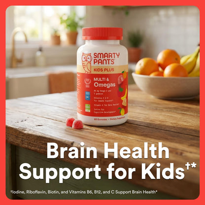 SmartyPants Kids Multivitamin Gummies with Omega 3 DHA/EPA, Vitamins D3, C, B12, B6, A, K, and Zinc, Gluten Free SmartyPants