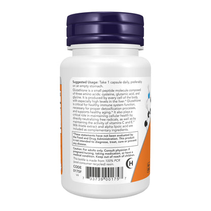 NOW Foods Supplements, Glutathione 500 mg, With Milk Thistle Extract & Alpha Lipoic Acid, Free Radical Neutralizer*, 60 Veg Capsules Gsupps Australia