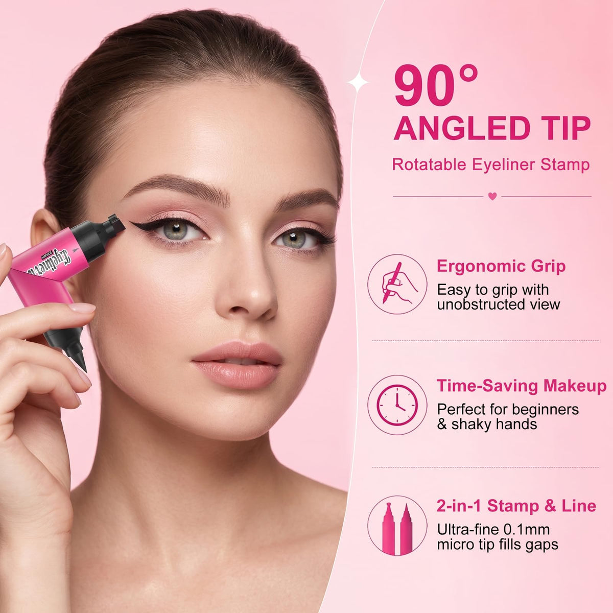 Winged Eyeliner Stamp Pen, Dual-Ended Rotating Eyeliner Stamp Wingliner Jutqut