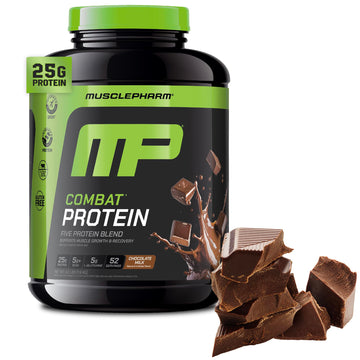 MusclePharm Combat Protein Powder, Chocolate Milk Flavor, Fuels Muscles for Productive Workouts, 5 Protein Sources including Whey Protein Isolate & Egg Albumin, Gluten Free, 4.2 lb, 52 Servings Muscle Pharm buy australia supplements