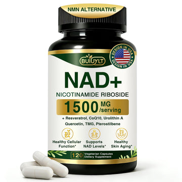 BUIUYLT NAD+ Supplement 1500mg, NR NMN Replacement with Resveratrol, Urolithin A, CoQ10 & Quercetin for Cellular Energy, Healthy Aging & Stamina for Women & Men - 120 Capsules BUIUYLT buy australia supplements