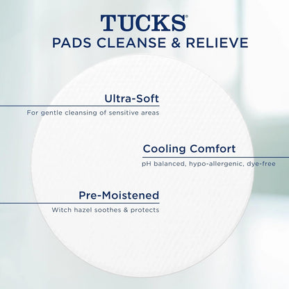 TUCKS Medicated Cooling Pads, 100 Count – Hemorrhoid Pads with Witch Hazel, Cleanses Sensitive Areas, Protects from Irritation, Hemorrhoid Treatment, Medicated Pads Used by Hospitals Gsupps Australia