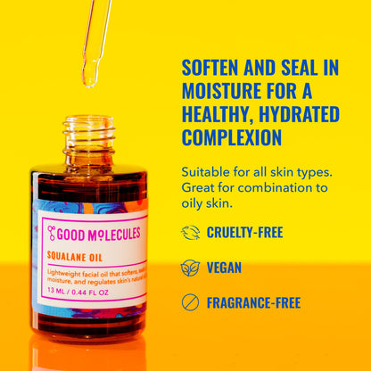 Good Molecules Squalane Oil - 100% Natural Squalane Oil Non-Greasy Moisturizer for Face, Skin, and Hair - Skin Firming Good Molecules