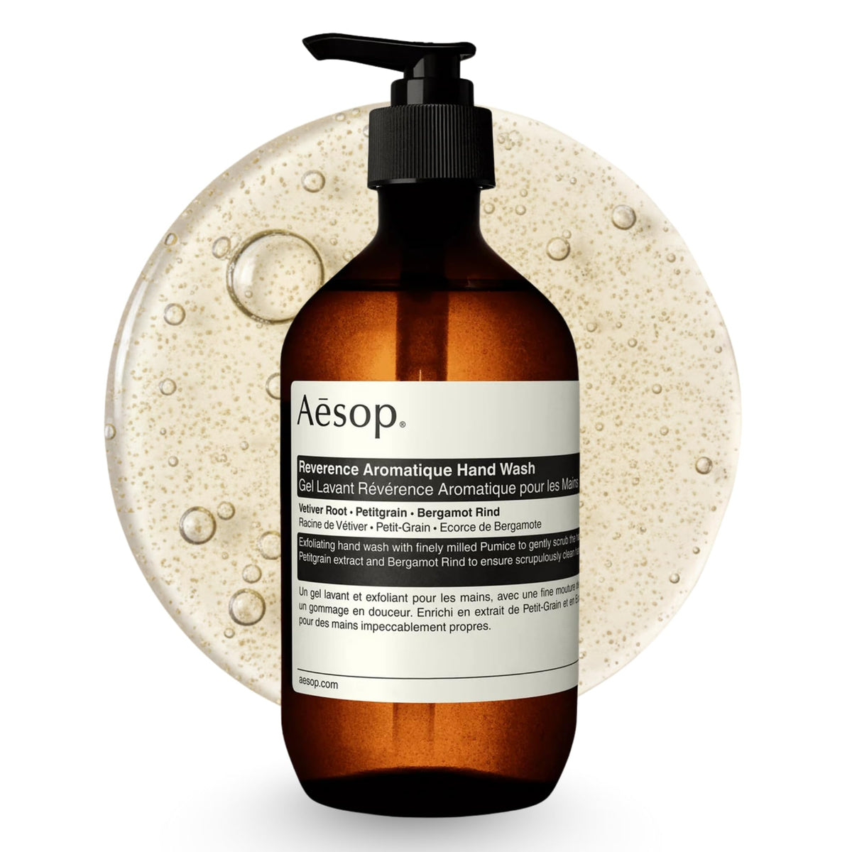 Aesop Reverence Aromatique Exfoliating Hand Wash | Exfoliating Hand Soap with Finely Milled Pumice | Gentle Cleansing & Skin-Smoothing Formula with Vetiver, Petitgrain & Bergamot | 500mL / 16.9 oz Aesop