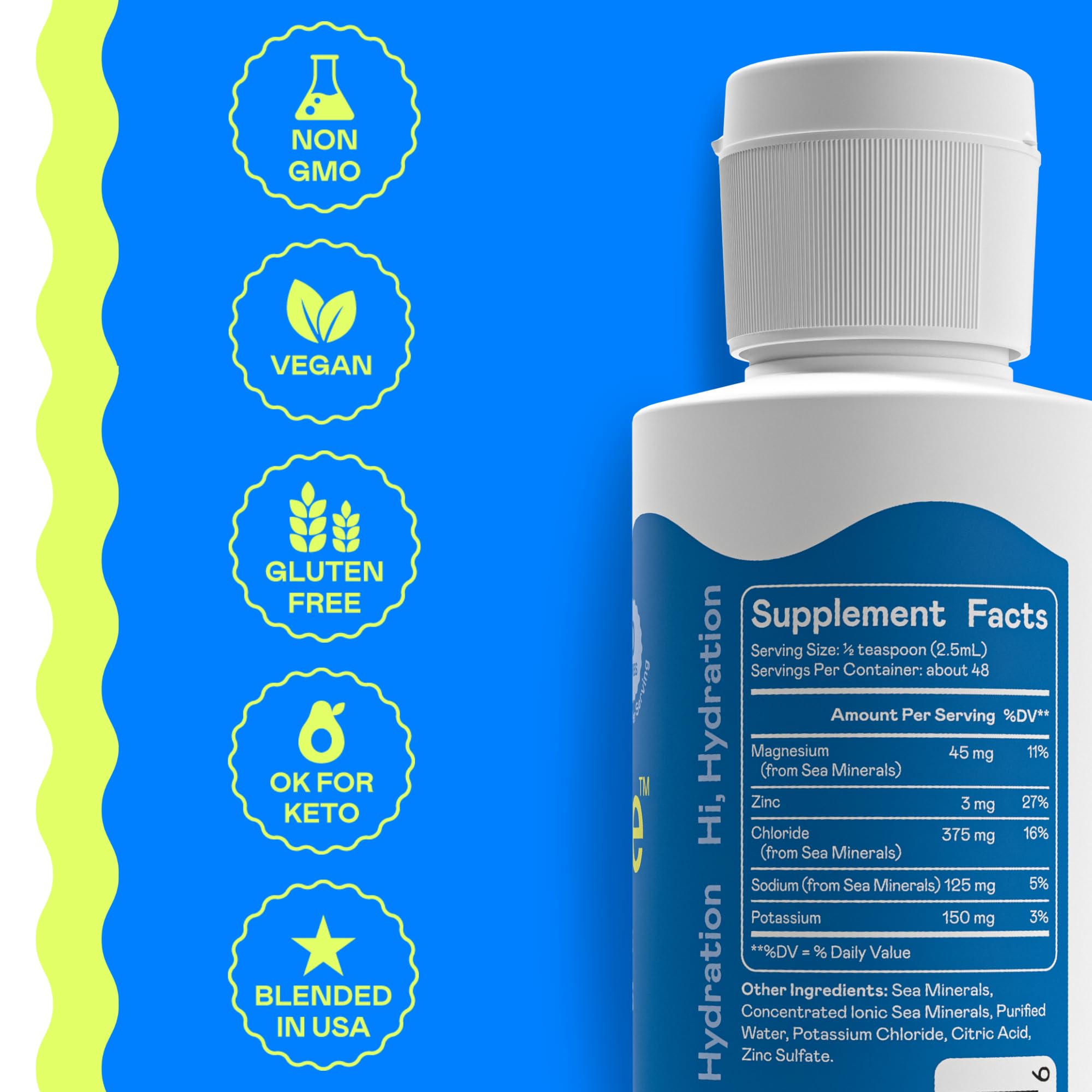 Hi-Lyte Electrolytes for Fasting, Immune Support and Rapid Hydration | 48 Servings | NO Calories NO Sugar | 20%+ More Potassium, Magnesium & Zinc