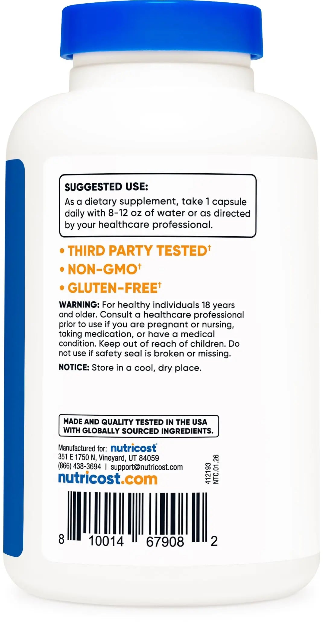 Nutricost Acetyl L-Carnitine (ALCAR) 500mg, 180 Capsules, 180 Servings - Non-GMO and Gluten Free, 1 Capsule per Serving Nutricost