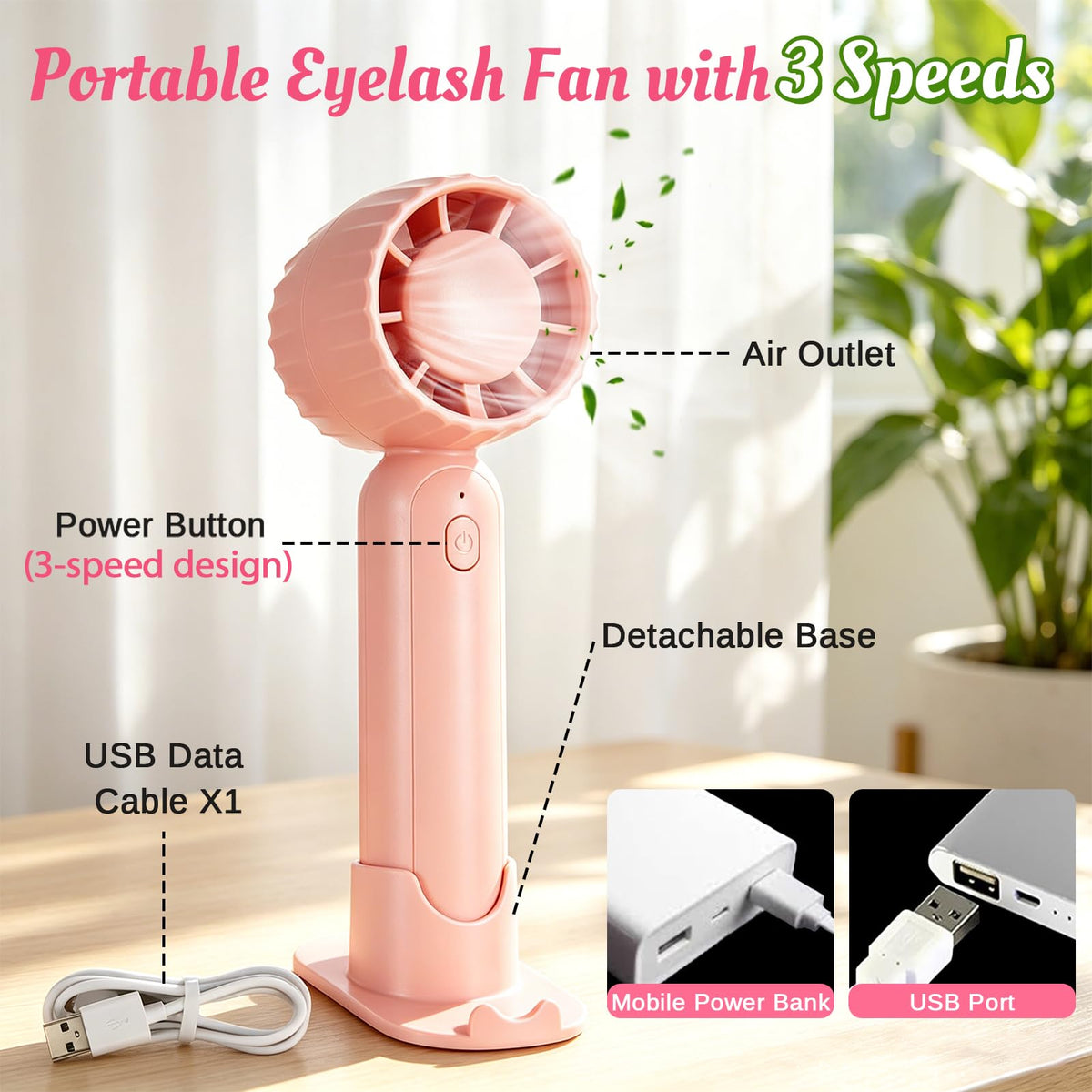Eyelash Extension Cleanser Lash Mousse Lash Shampoo for Extensions, USB Mini Portable Fan Rechargeable Electric Handheld Air Conditioning (lash kit-handheld fan) WOZUTUNT