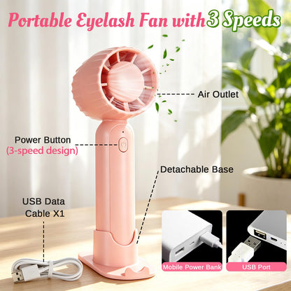 Eyelash Extension Cleanser Lash Mousse Lash Shampoo for Extensions, USB Mini Portable Fan Rechargeable Electric Handheld Air Conditioning (lash kit-handheld fan) WOZUTUNT