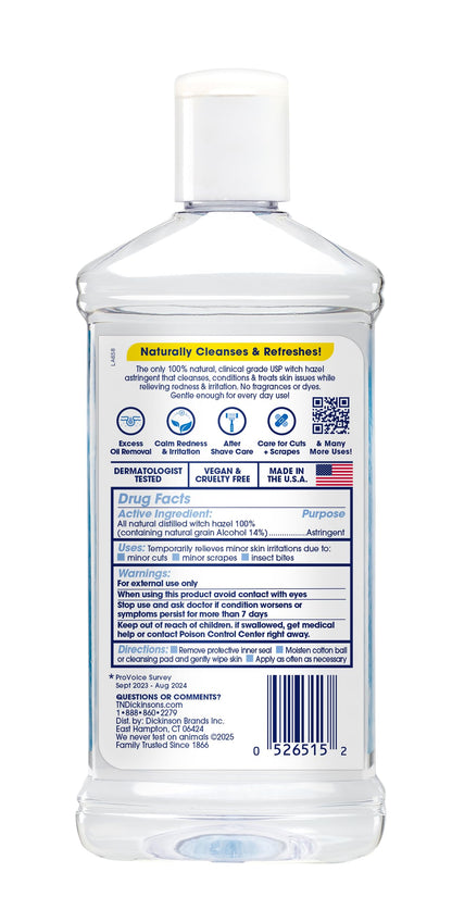 T.N. Dickinson's Witch Hazel 100% Natural Astringent | 8 Fl Oz T.N. Dickinson's