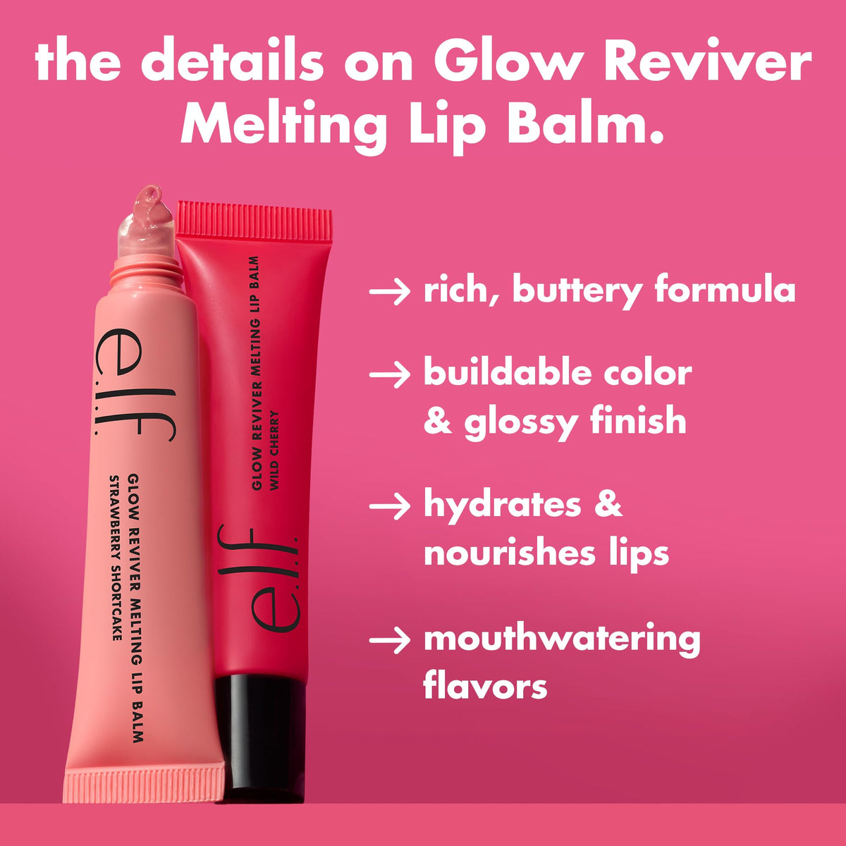 e.l.f. Glow Reviver Melting Lip Balm, Tinted, Strawberry Shortcake e.l.f.