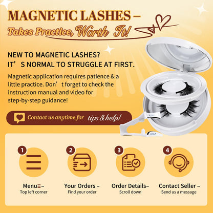QUEWEL Magnetic Eyelashes Reusable Magnetic Eyelashes with Applicator(A13) QUEWEL