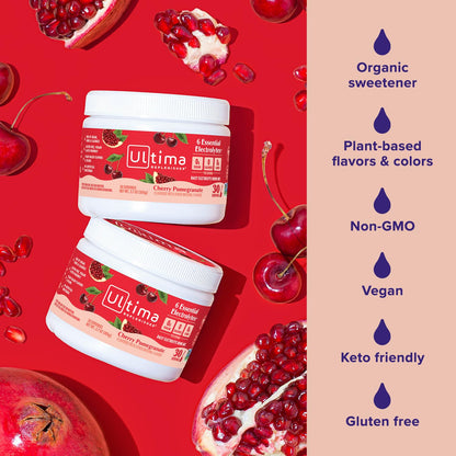 Ultima Replenisher Daily Electrolyte Powder Drink Mix – Sugar Free – Cherry Pomegranate, 30 Servings – Hydration Powder with 6 Electrolytes Ultima Replenisher