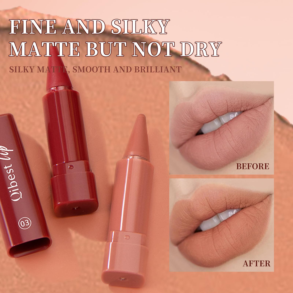 6 Pcs Gradient Lip Liner and Lipstick Combo Set - 2-in-1 Ombre Lipstick & Brown Lip Liner Duo - Waterproof, Long-Lasting, Matte Finish - Smudge-Proof, Full Coverage Lip Kit for Fuller & Plumper Lips Beauty Glazed