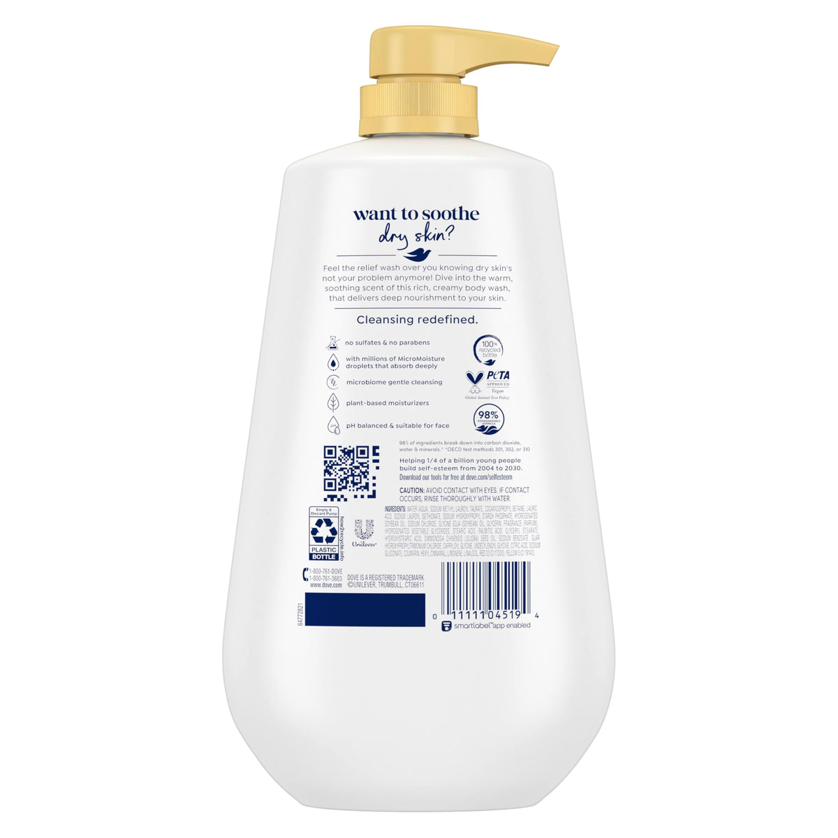 Dove Dryness Relief Body Wash with Jojoba Oil, 30.6 oz Dove
