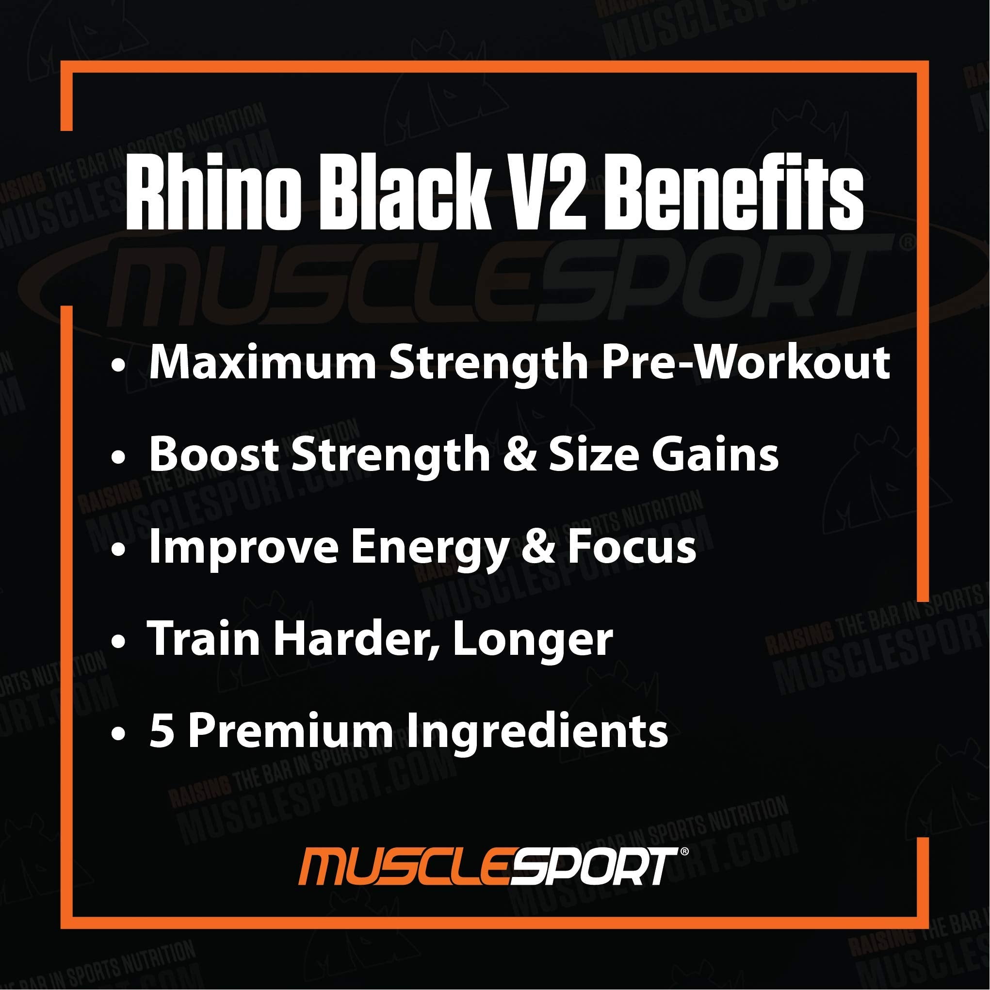 Rhino Black Pre Workout V2 - Preworkout Powder Supplement for Men & Women Musclesport buy australia supplements