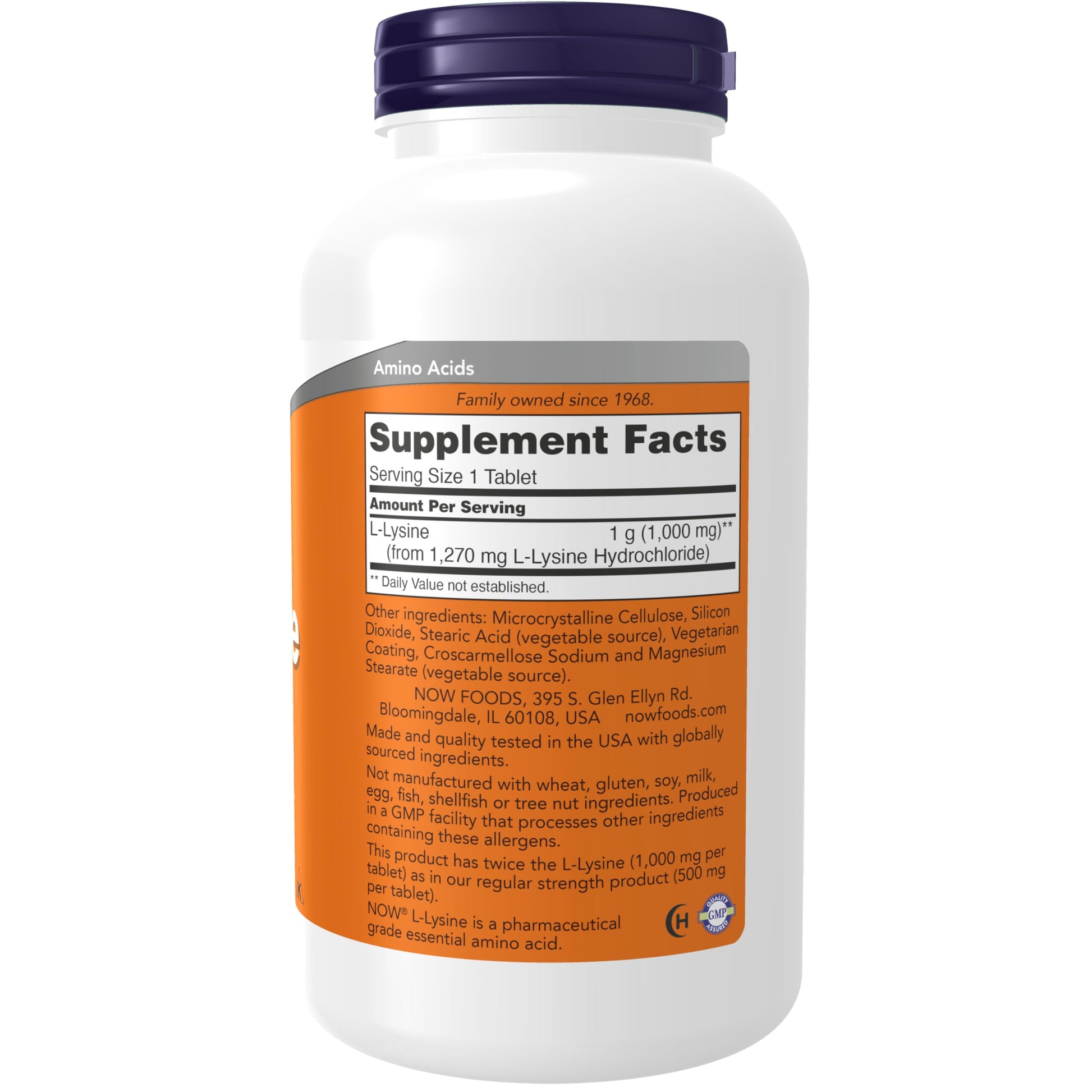 NOW Foods Supplements, (L-Lysine Hydrochloride) 1,000 mg, Double Strength, Amino Acid, 100 Tablets Gsupps Australia