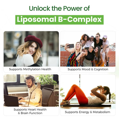 Liposomal B Complex for High Absorption Methylated B12,L-Methyfolate(5-MTHF ),Full Active B Vitamins with Choline Inositol-Energy, Metabolism,Brain & Heart Support Franguly