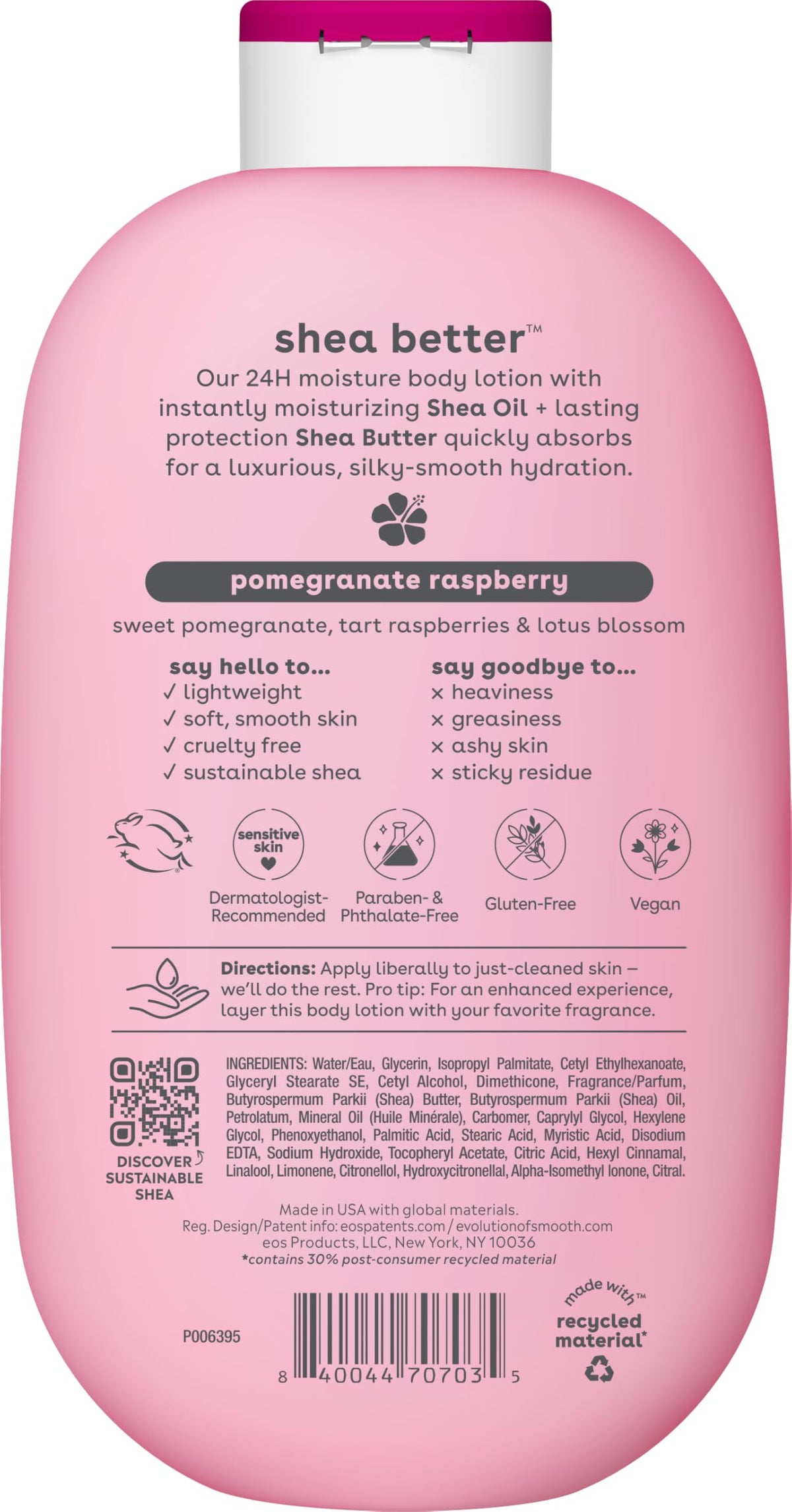 eos Shea Better 24H Moisture Body Lotion- Pomegranate Raspberry, 16 fl oz eos