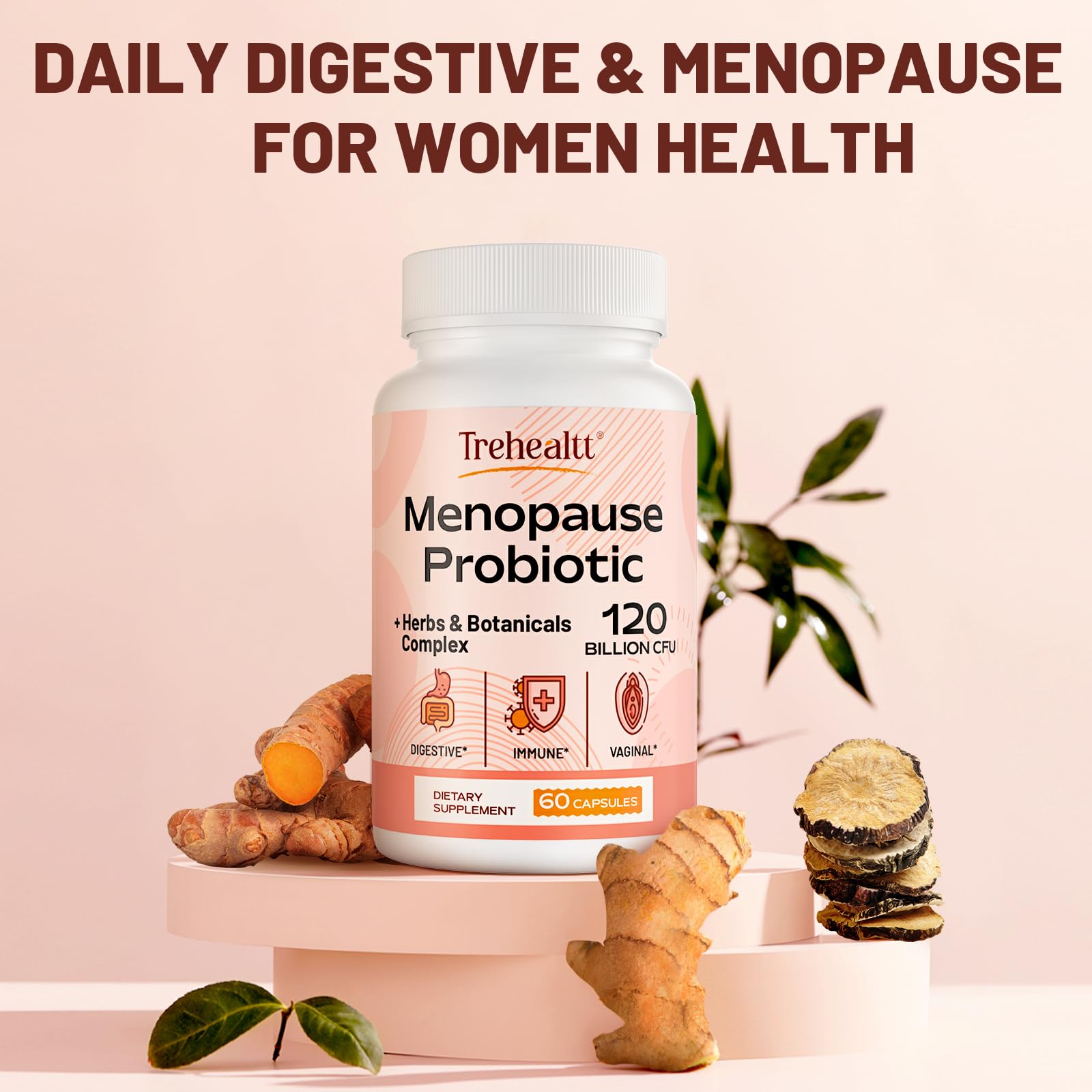 Menopause supplements for women, 120 Billion CFU Probiotic, 13-in-1 Herbs & Botanicals Complex, for Hormone Menopause, Hot Flashes, Night Sweats, Mood Swings, Sleep Disturbances, Vegan, 60 Capsules Trehealtt buy australia supplements