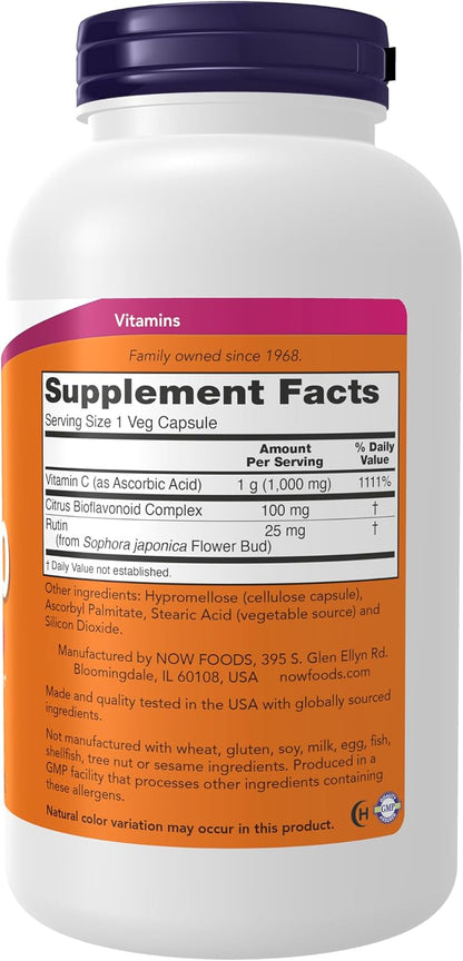 NOW Foods Supplements, Vitamin C-1,000 with 100 mg of Bioflavonoids, Antioxidant Protection*, 250 Veg Capsules Gsupps Australia