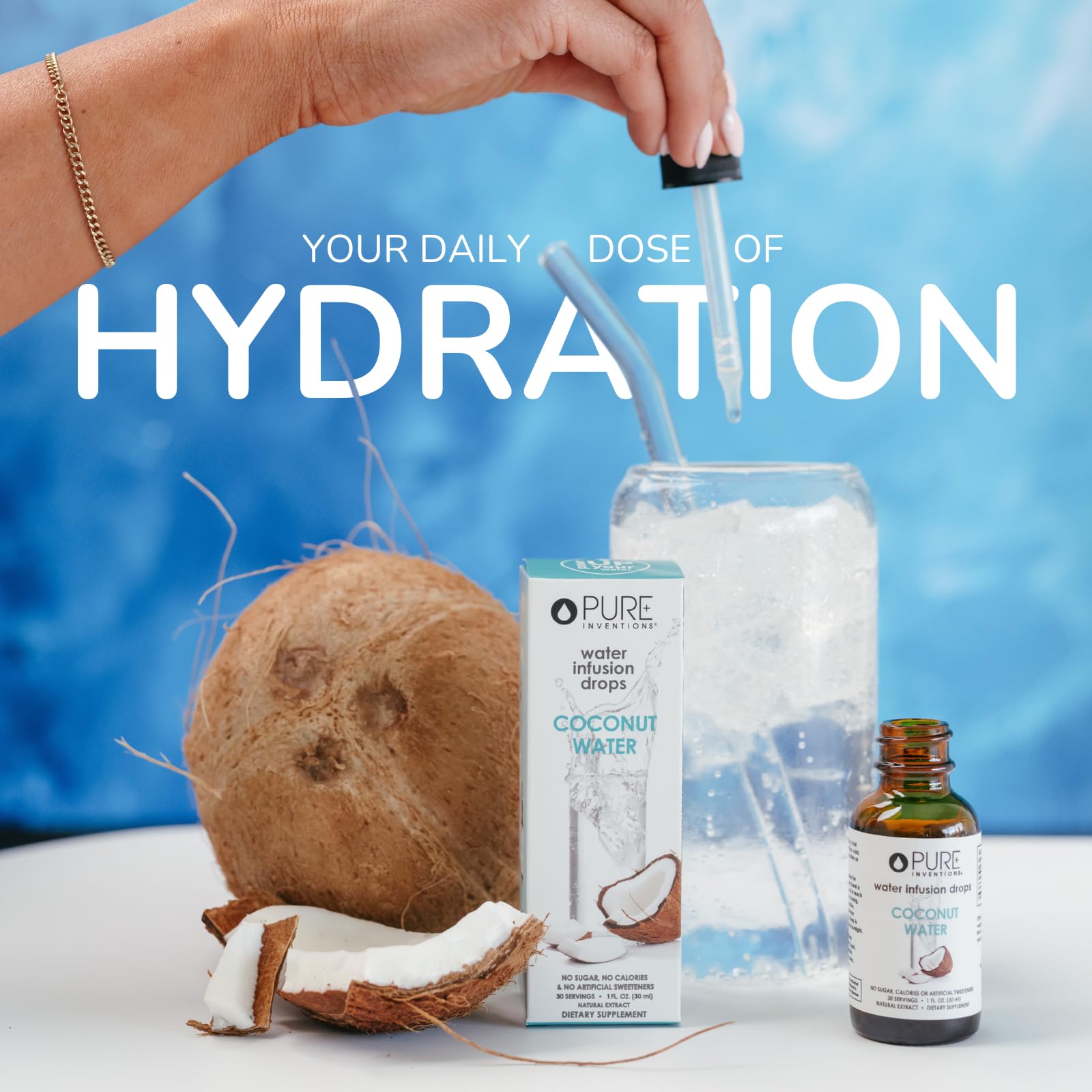 Pure Inventions - Coconut Water Infusion Drops – Electrolytes - Sugar-Free Hydration, Zero Calories, No Artificial Sweeteners, Clean Ingredients, 30 Servings Pure Inventions buy australia supplements