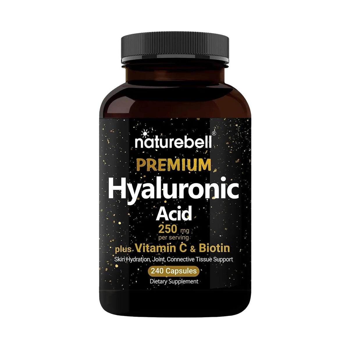 NatureBell Hyaluronic Acid 250mg - 240 Capsules - 250mg Hyaluronic Acid, 5000mcg Biotin & 25 mg Vitamin C - Supports Skin NatureBell