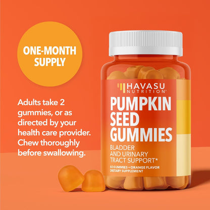 Pumpkin Seed Oil Gummies for Bladder and Urinary Tract Support, 30 Servings | 200mg Pumpkin Seed Extract Per Serving, Vegan, Non-GMO, Gluten-Free, Sugar Free Pumpkin Seed Gummies, Orange Flavor Gsupps Australia