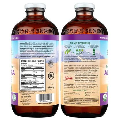 Lily of the Desert Aloe Vera Juice, Whole Leaf Filtered, Organic & Preservative Free – Natural Vitamins, Digestive Enzymes for Gut Health, Lily Of The Desert