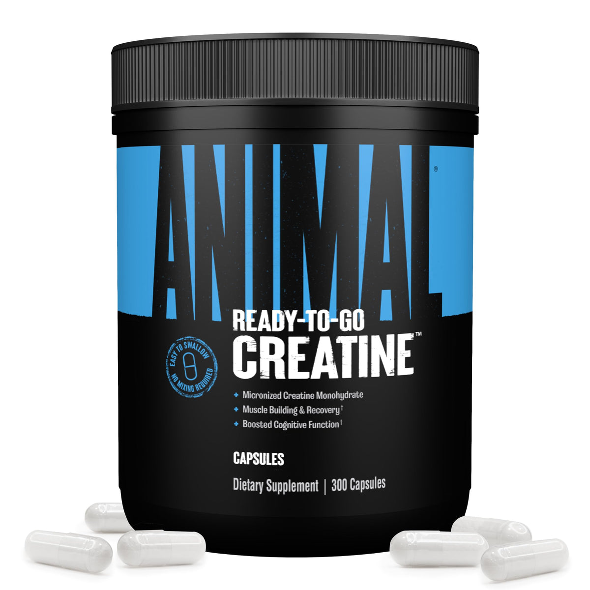 Animal Micronized Creatine Monohydrate Capsules - 300 Caps, 2500mg per Serving to Support Muscle Growth, Endurance, ATP Production, Cognitive Function, Strength Animal