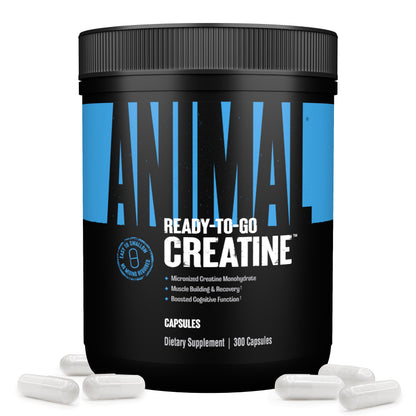 Animal Micronized Creatine Monohydrate Capsules - 300 Caps, 2500mg per Serving to Support Muscle Growth, Endurance, ATP Production, Cognitive Function, Strength Animal