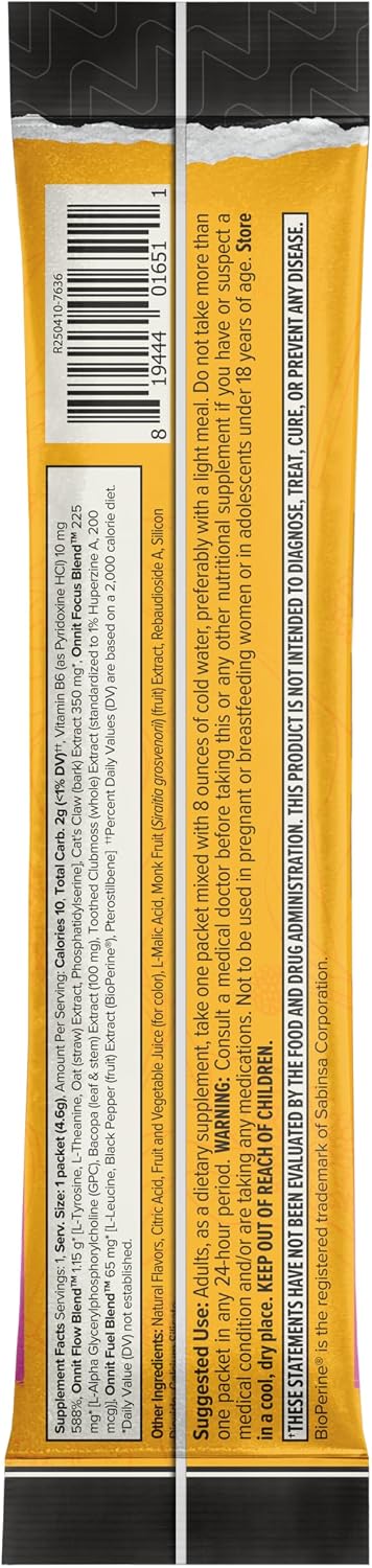 ONNIT Alpha Brain Instant Cognitive Support Drink Mix, BlackBerry Lemonade Flavor, Nootropic Supplement for Focus, Memory, and Clarity, 0.13 oz Packets, 30 Count