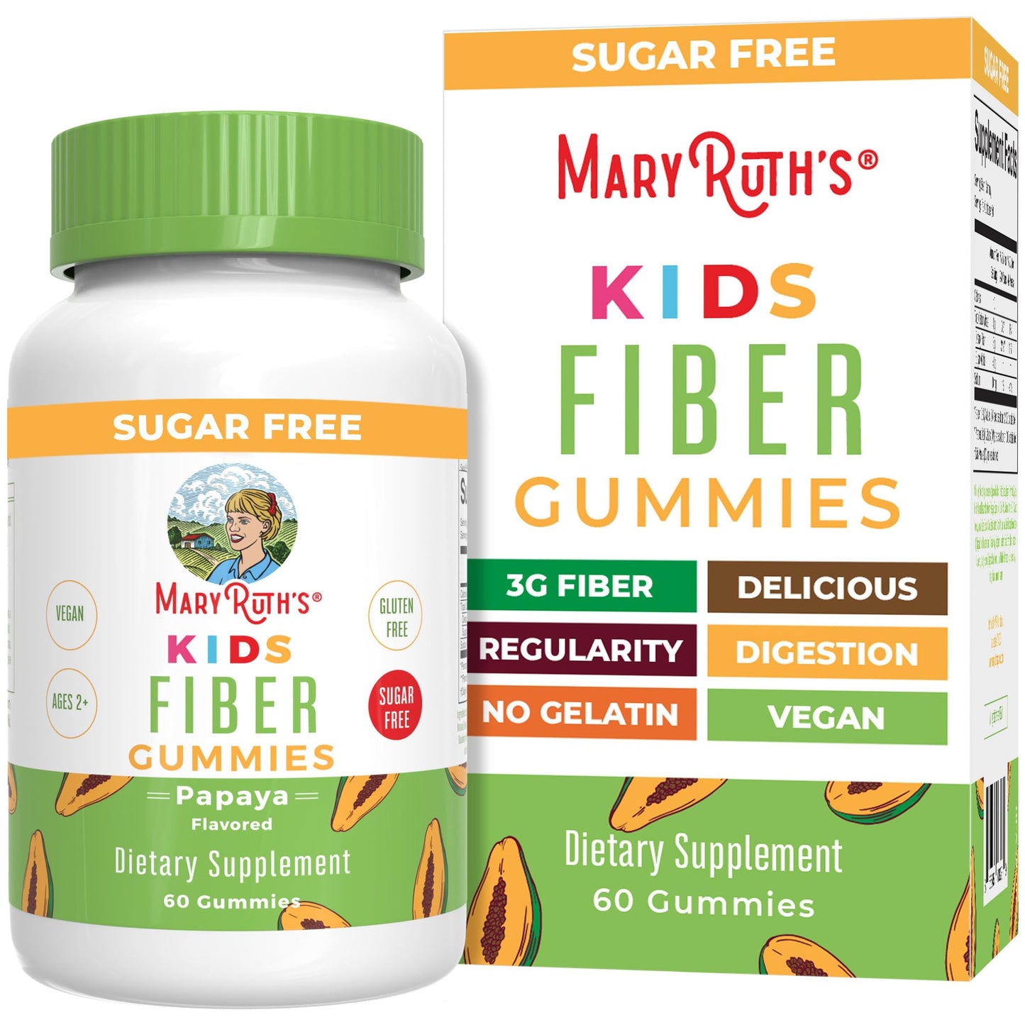 MARYRUTH'S Fiber Gummies for Kids | 2 Month Supply | Sugar Free | Soluble Fiber Supplement | Gut Health & Digestion Support MARYRUTH'S