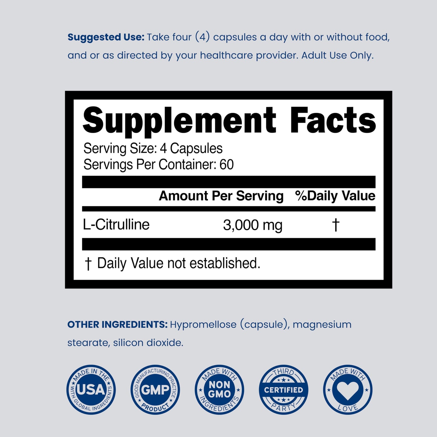 L Citrulline 3000mg Supplement (240 Capsules) Support L Arginine & Nitric Oxide Pills - L-Citrulline For Men & Women - Muscle Recovery & Pump Supplement DORADO NUTRITION