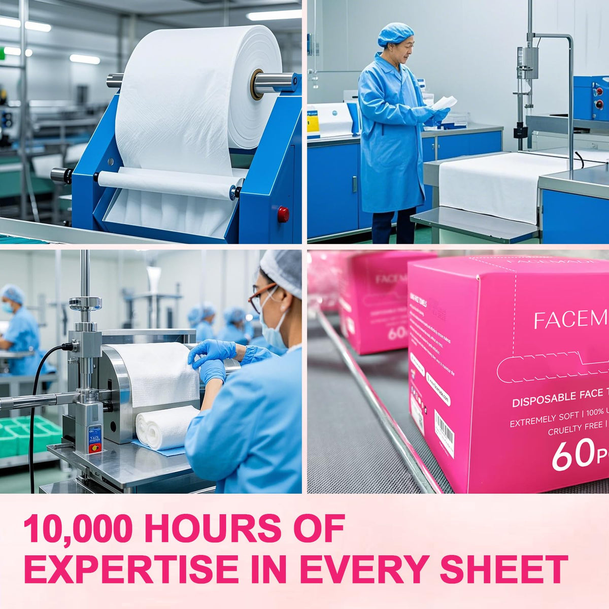 FACEMADE 60 Count XXL Face Towels Disposable 12" × 12" FACEMADE