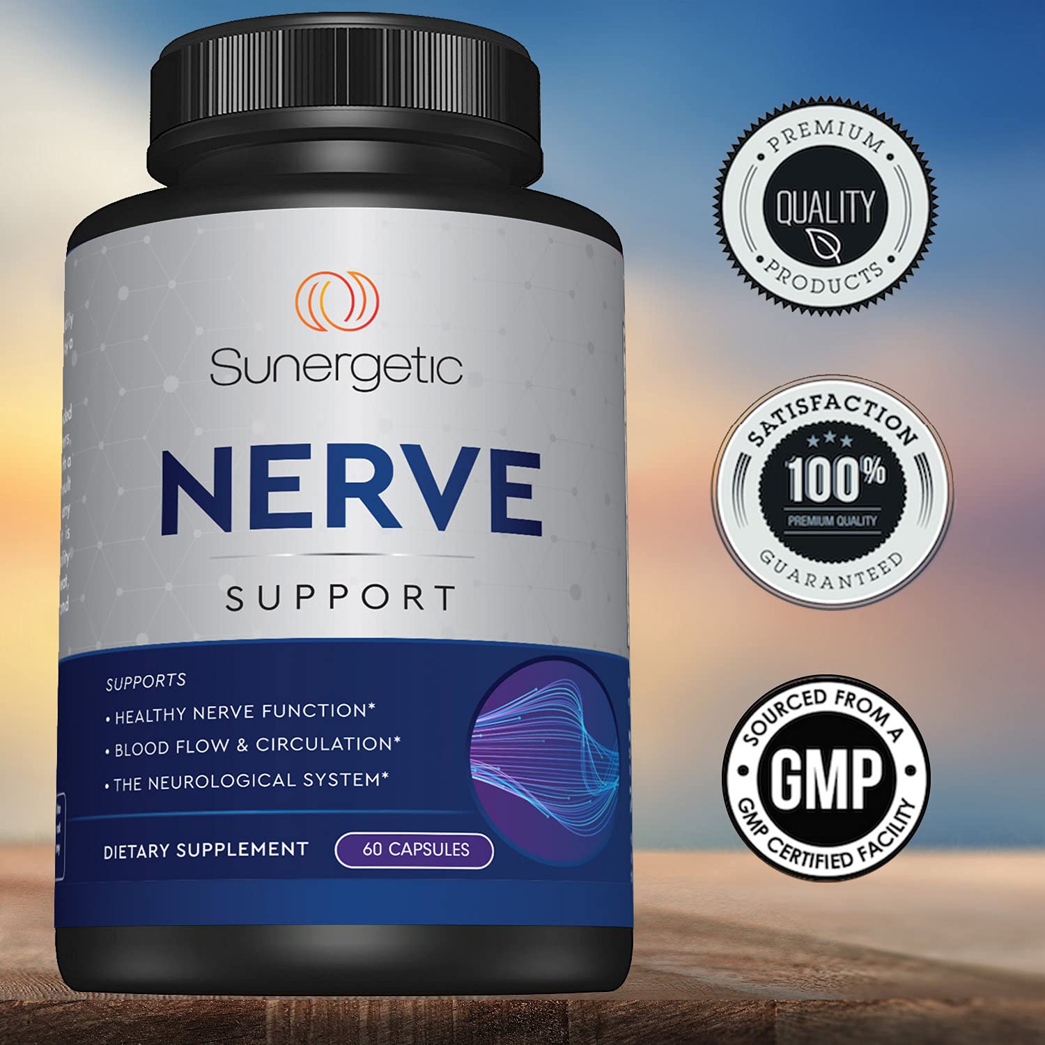 Premium Nerve Support Supplement – with Alpha Lipoic Acid (ALA) 600 mg, Acetyl-L-Carnitine (ALC) & Benfotiamine - Nerve Support Formula for Healthy Circulation, Feet, Hands & Toes - 60 Capsules Sunergetic buy australia supplements