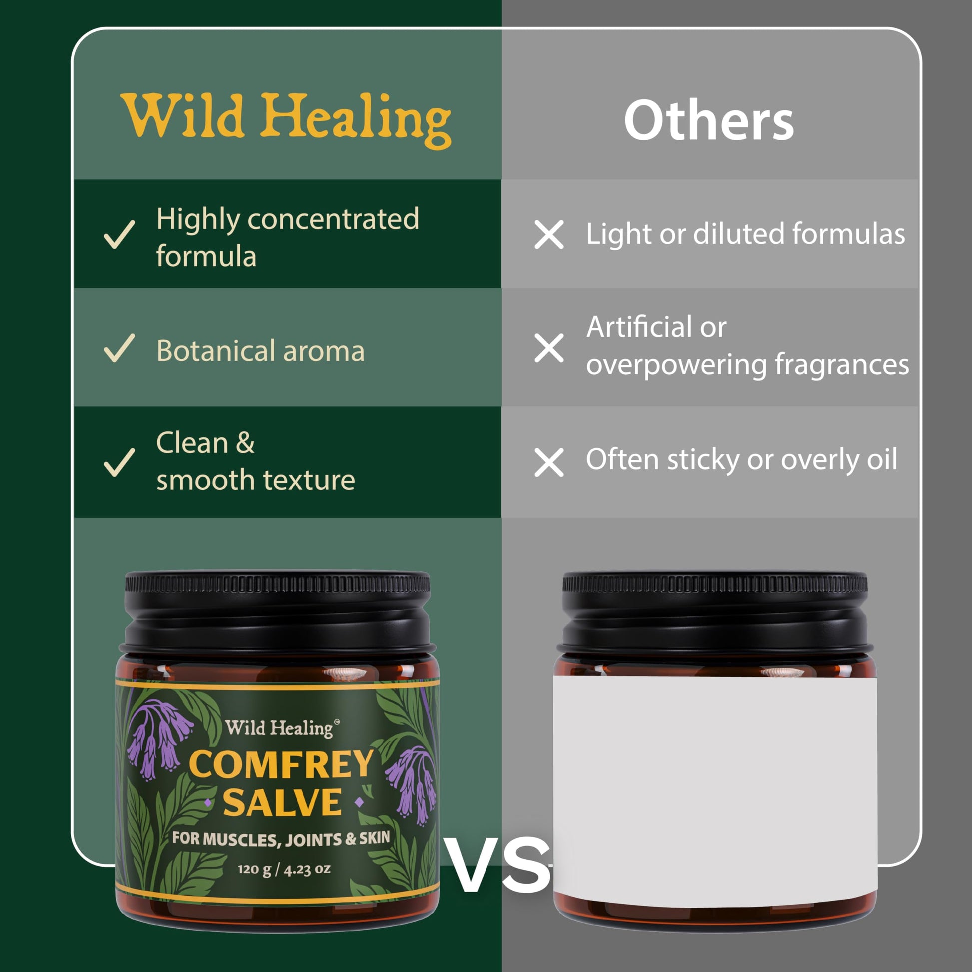 Wild Healing Comfrey Salve – Concentrated Herbal Balm with Arnica, Magnesium & MSM – Soothing Botanical Cream for Joints, Muscles & Dry Skin – 4.23 oz Wild Healing buy australia supplements