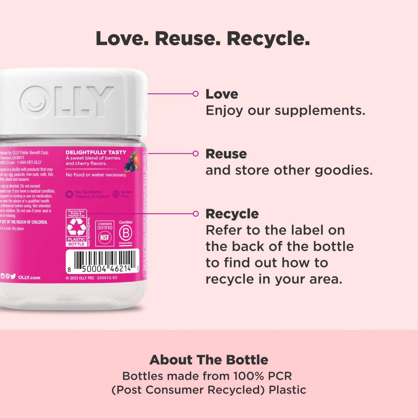 OLLY Immunity Gummy, Immune Support, Elderberry, Zinc, Vitamin C, Supplement, Berry Flavor, 15 Day Supply - 45 Count OLLY