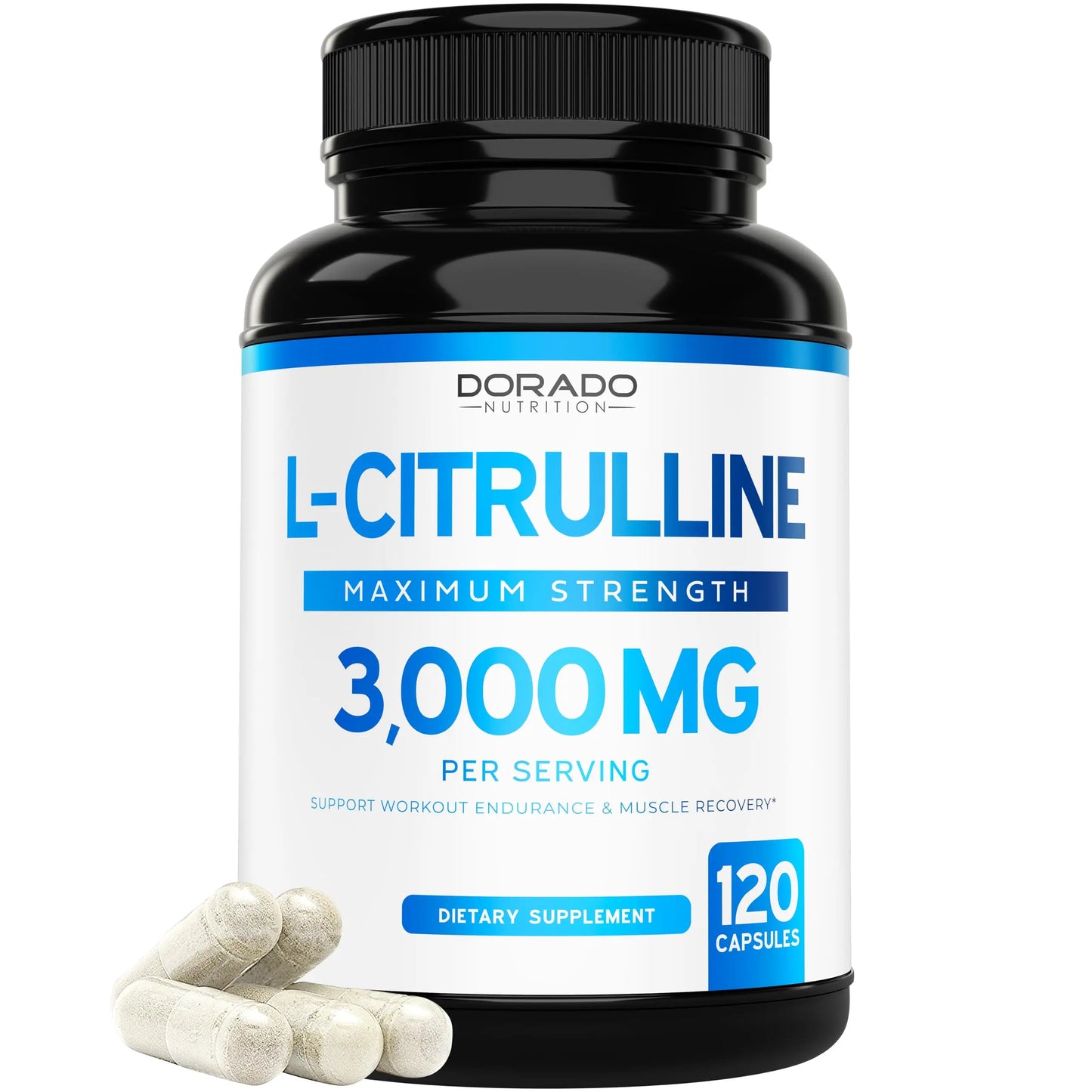 L Citrulline 3000mg Supplement (120 Capsules) Support L Arginine & Nitric Oxide Pills - L-Citrulline For Men & Women - Muscle Recovery & Pump Supplement - 3rd Party Tested DORADO NUTRITION