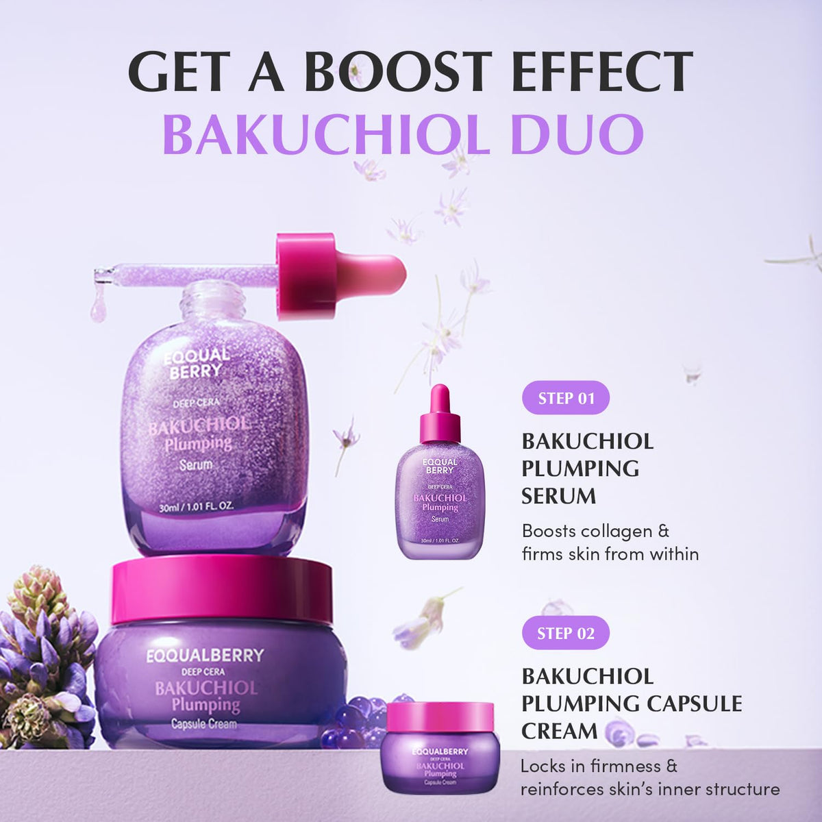 EQQUALBERRY Bakuchiol Plumping Face Serum - Retinol Natural Alternative for Sensitive Skin, with Niacinamide & Hyaluronic Acid, Pore & Wrinkle Korean Skin Care (1.01oz / 30ml) EQQUALBERRY