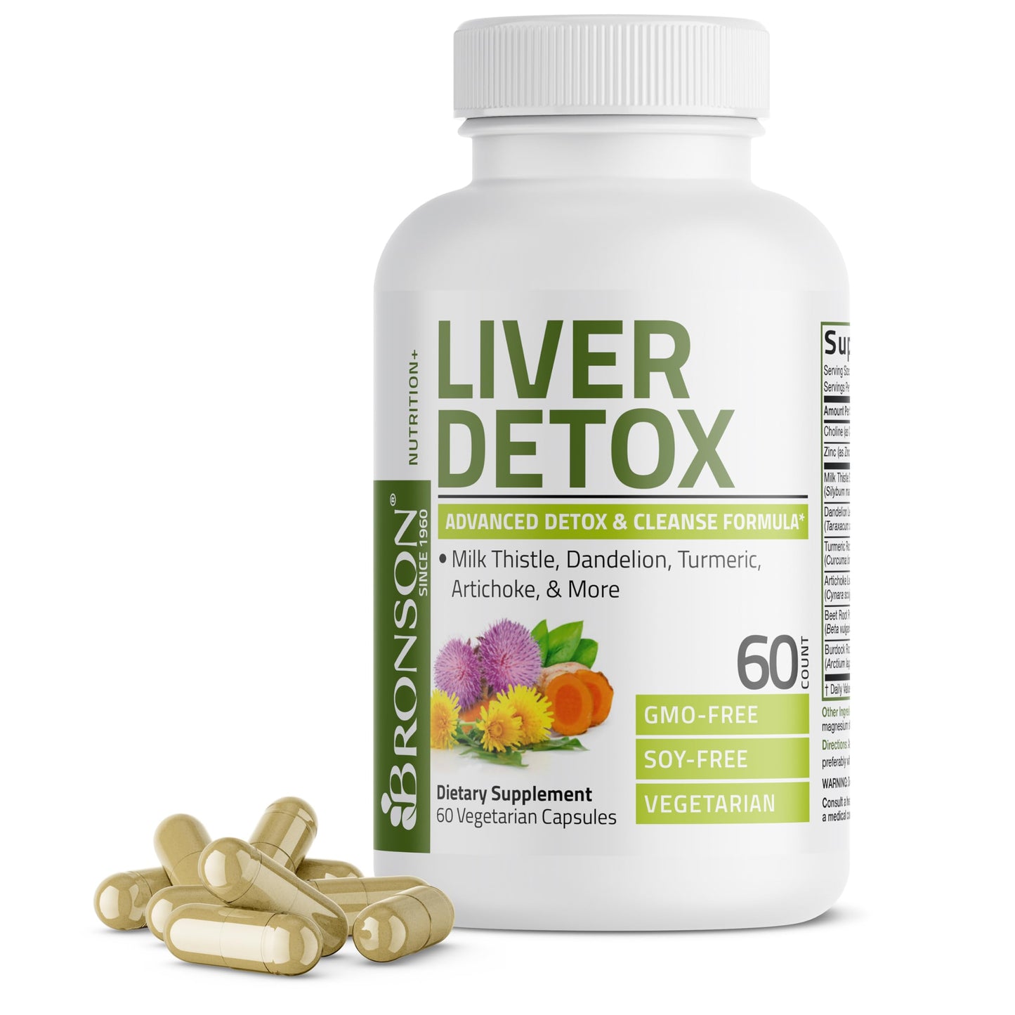 Bronson Liver Detox Advanced Detox & Cleansing Formula Supports Health Liver Function with Milk Thistle, Dandelion Extract, Turmeric, Artichoke Leaf & More Bronson