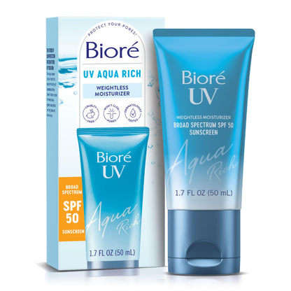 Biore UV Aqua Rich Moisturizer SPF 50 Facial Sunscreen, 1.7 fl oz Bioré