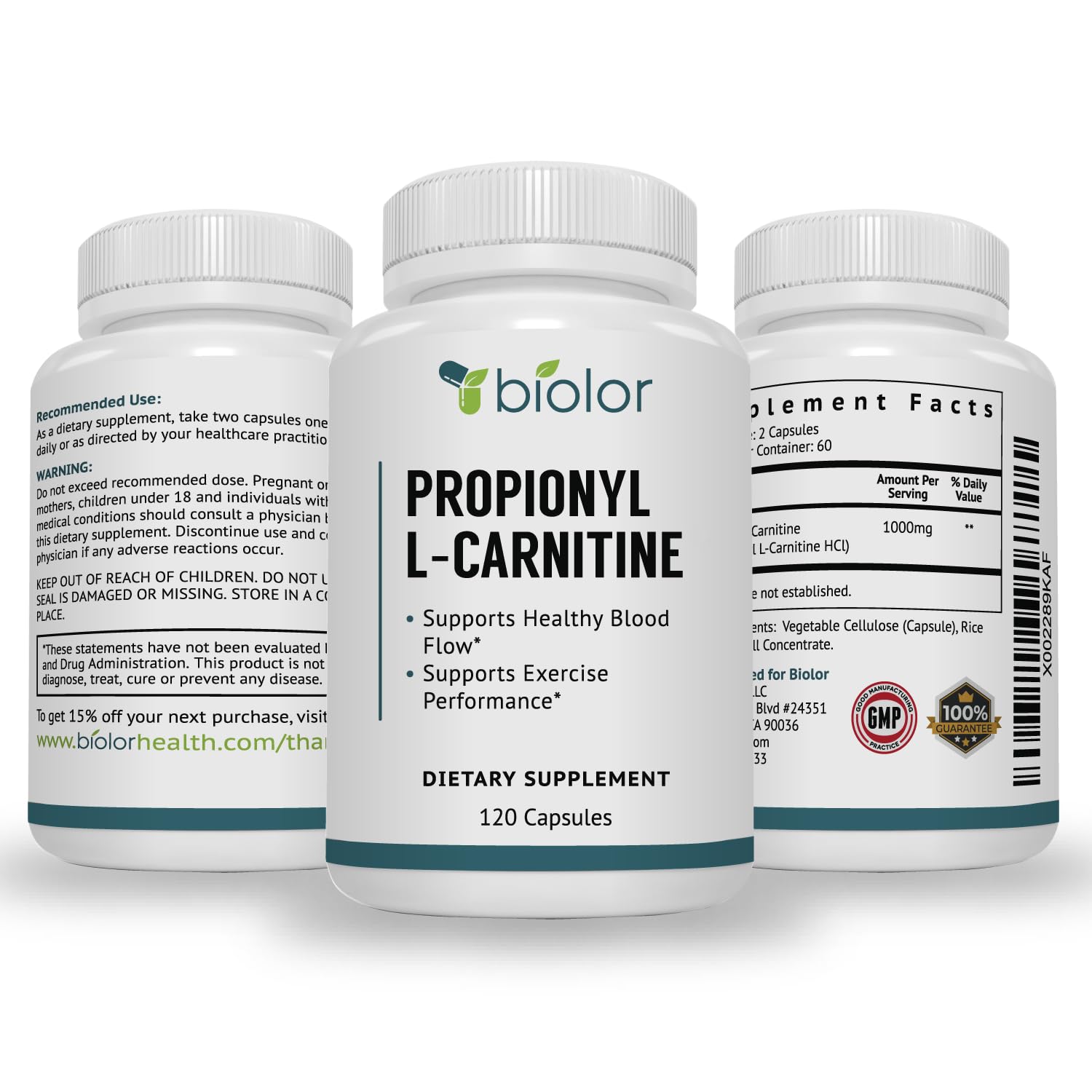 Biolor High Absorption Propionyl-L-Carnitine (PLCAR) No Artificial Fillers - Effective Propionyl L Carnitine HCL Supplement to Support Blood Circulation - 120 Capsules Biolor buy australia supplements