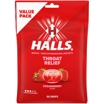 HALLS Throat Relief Strawberry Cough Drops, Value Pack, 80 Drops HALLS buy australia supplements