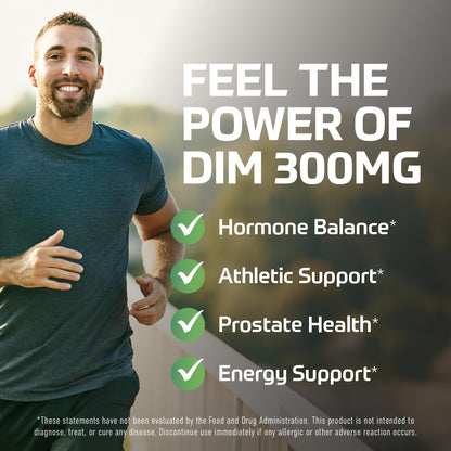 DIM Supplement for Men 300mg | Estrogen Blocker & Aromatase Inhibitor | Extra Strength Men’s Hormone Balance & Fitness Booster with Diindolylmethane Plus CDG SMNutrition