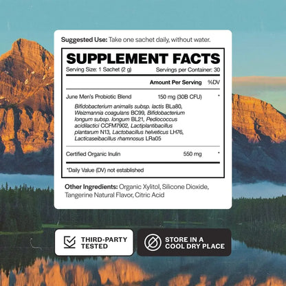 June Science Daily Hero for Men | Fast Melt Pre + Probiotic for Men - Tangerine Flavor, 30 Powder Sachets June Science