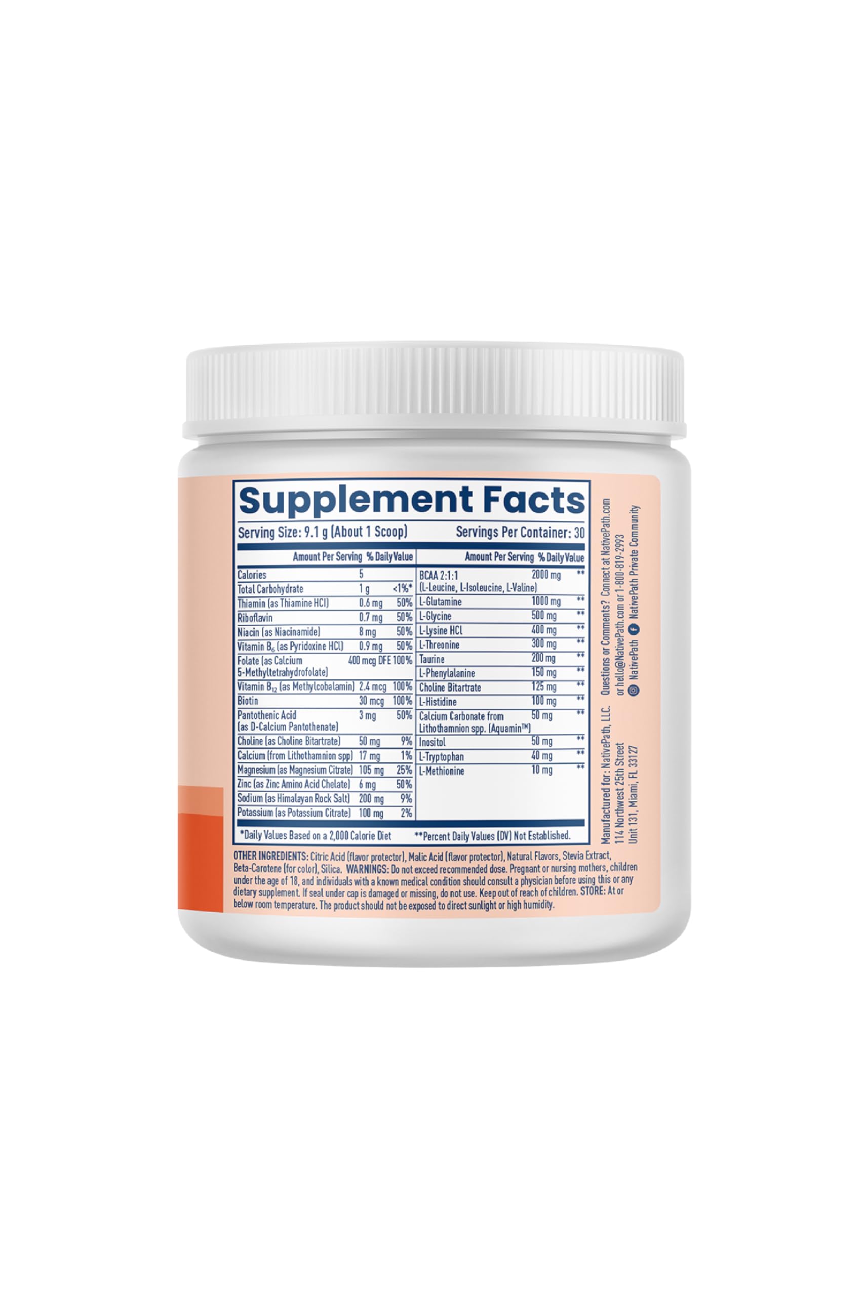 NativePath Hydrate, Zero Sugar, Electrolytes Powder with BCAAs, Peach Mango Hydration, Keto & Paleo Friendly, 30 Servings NativePath buy australia supplements