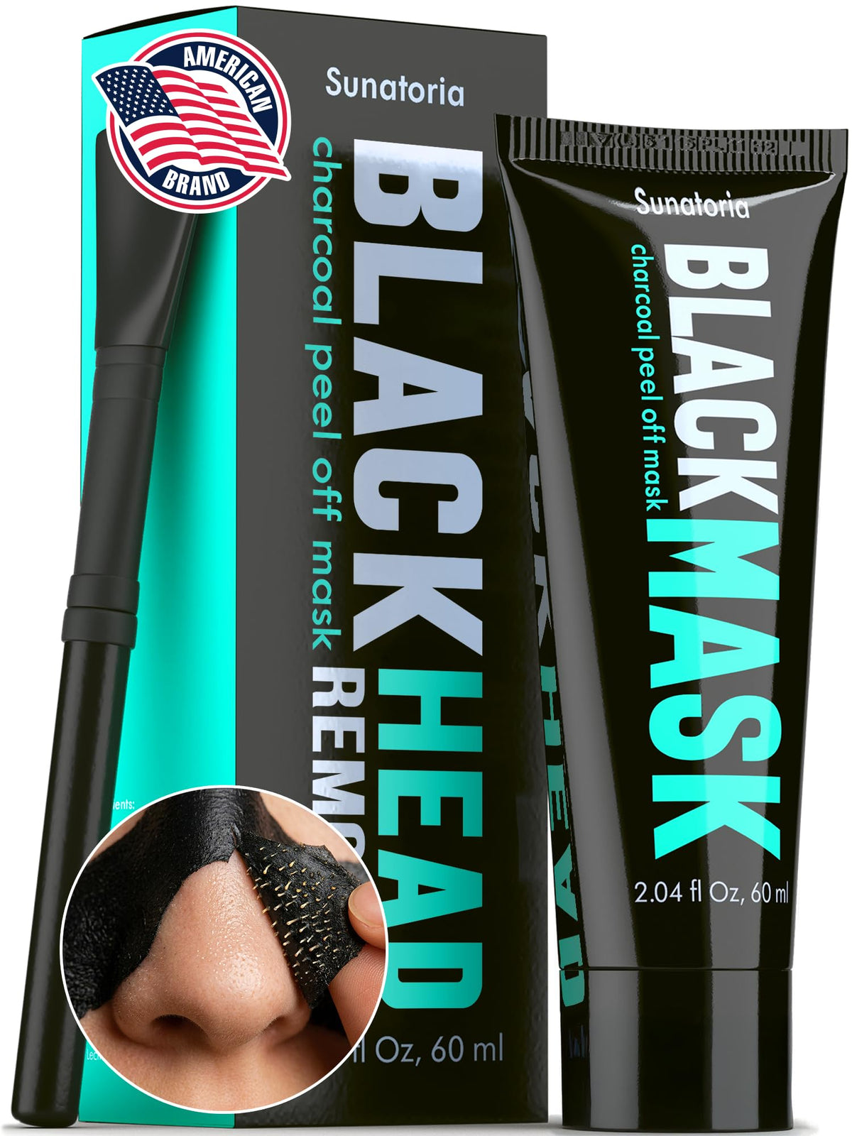 SUNATORIA Original Black Peel Off Face Mask - Charcoal Pore Mask - Helps Remove Excess Oil & Lift Away Surface Impurities – Botanical Extracts & Vitamins A, E, B5-2.04 fl oz SUNATORIA