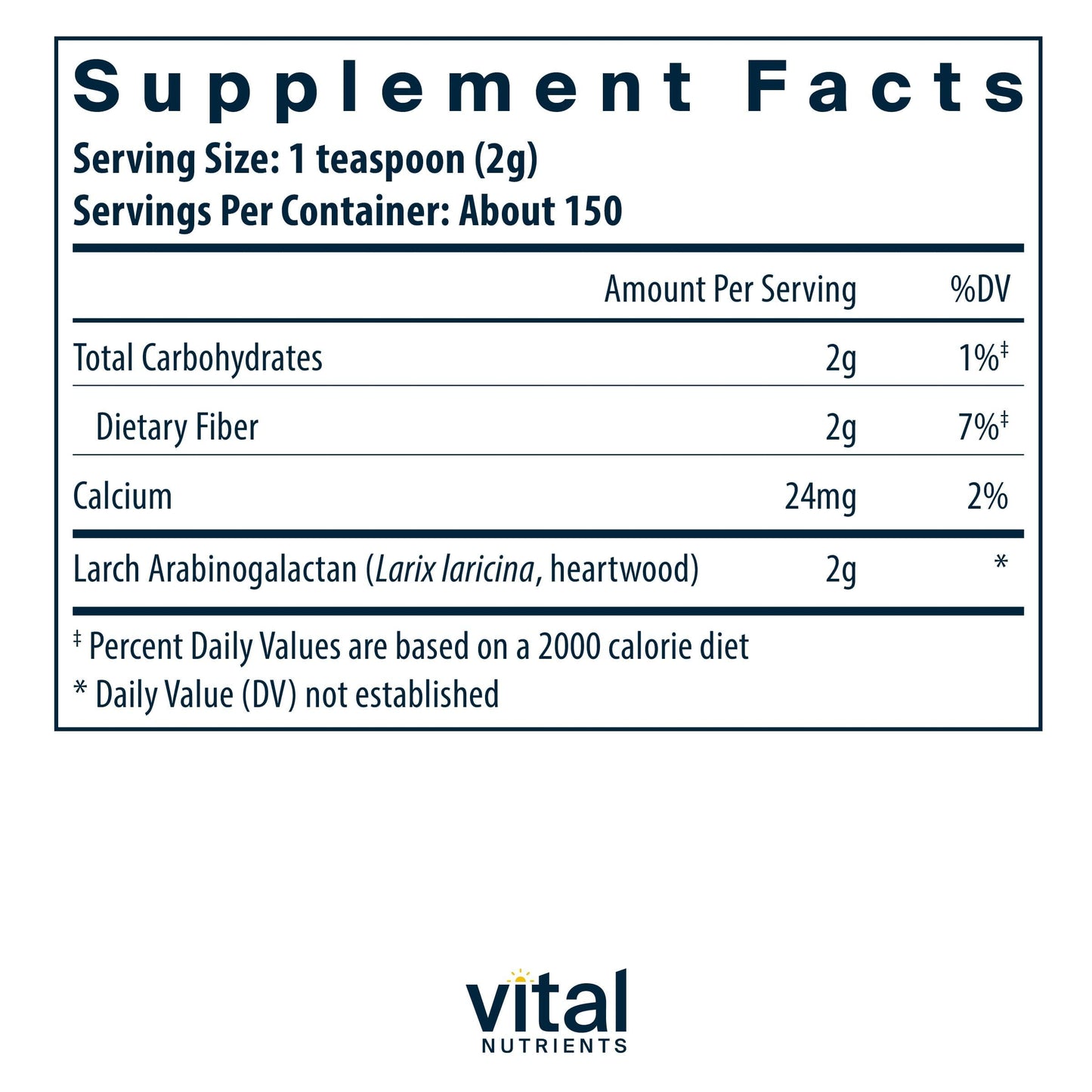 Vital Nutrients Arabinogalactan Powder - Vegan Prebiotic Fiber Supplement for GI Health, Liver, and Immune Support Vital Nutrients