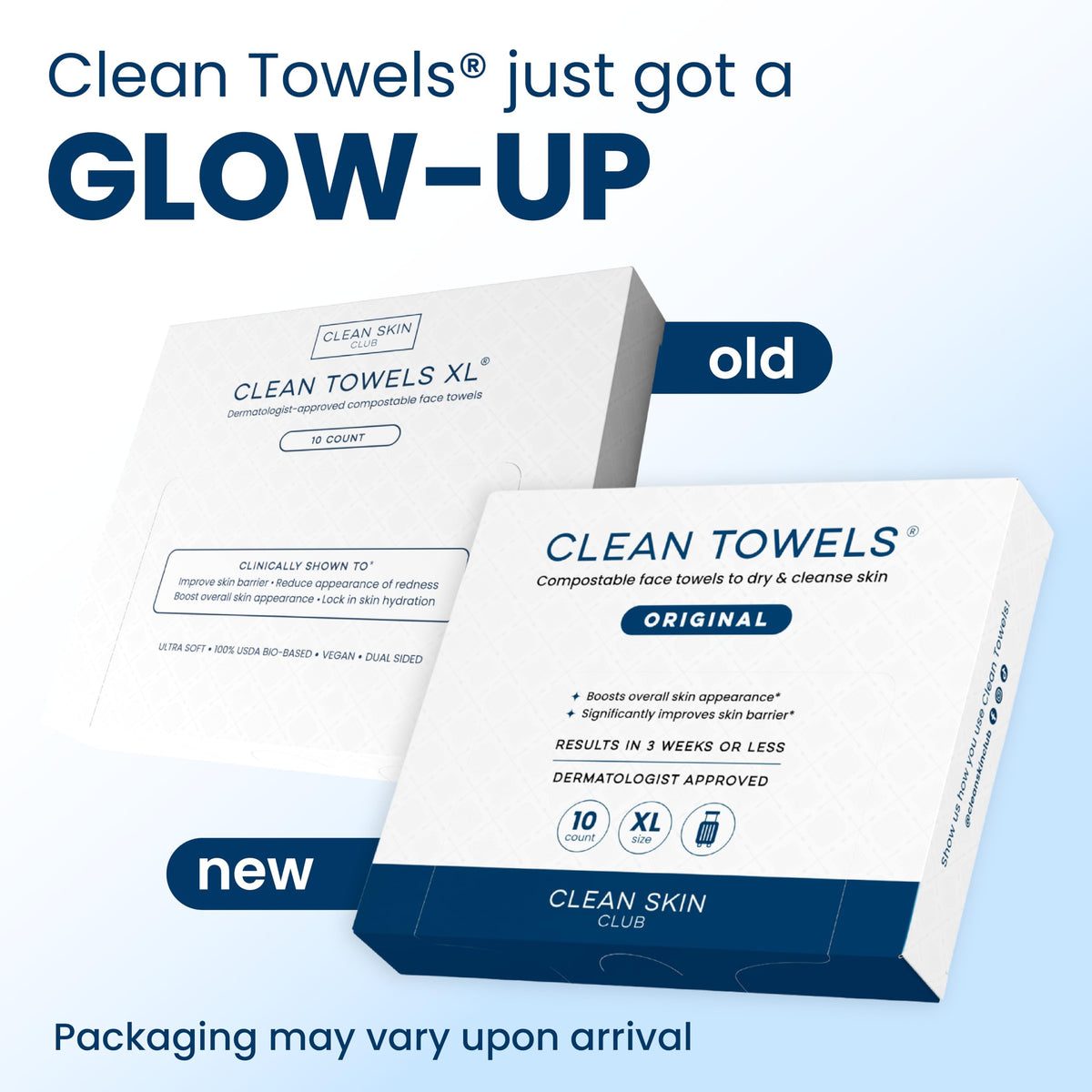 Clean Skin Club Clean Towels XL®, Travel Pack 100% USDA Biobased Disposable Face Towel, Eczema Association Accepted,Dry Wipes, TSA-Approved Travel Essential, 3 Packs, 30 ct Total CLEAN SKIN CLUB